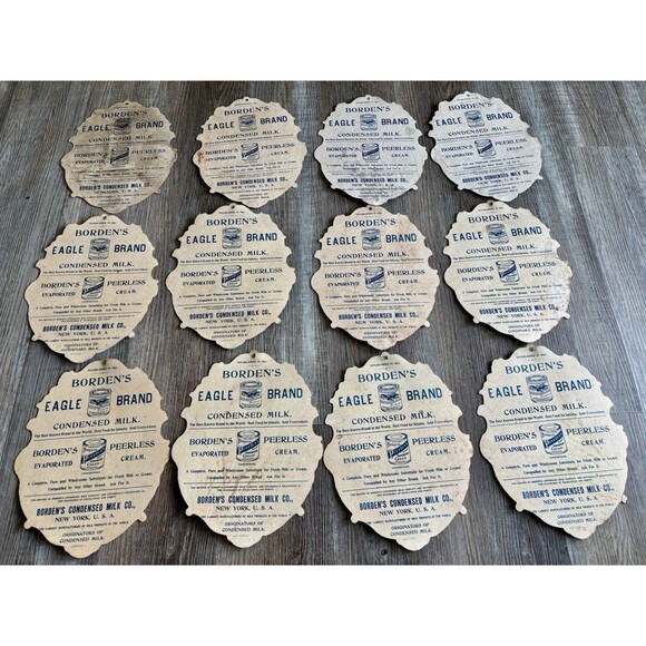 Bordens Condensed Milk Eagle Brand Cardboard Paper Advertising Sign Lot Of 12 - Picture 4 of 4